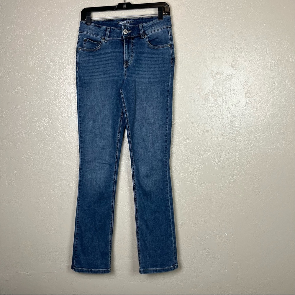 Maurices Womens Jeans Straight Leg Denim‎ Medium Wash Mid Rise Stretch 4 Tall